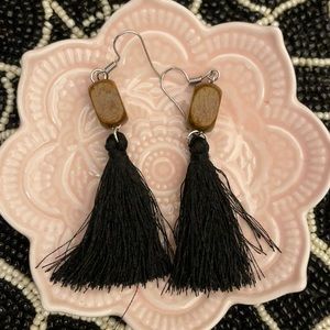 2/$20 Ear Fleek Trendy Black Tassel Earrings